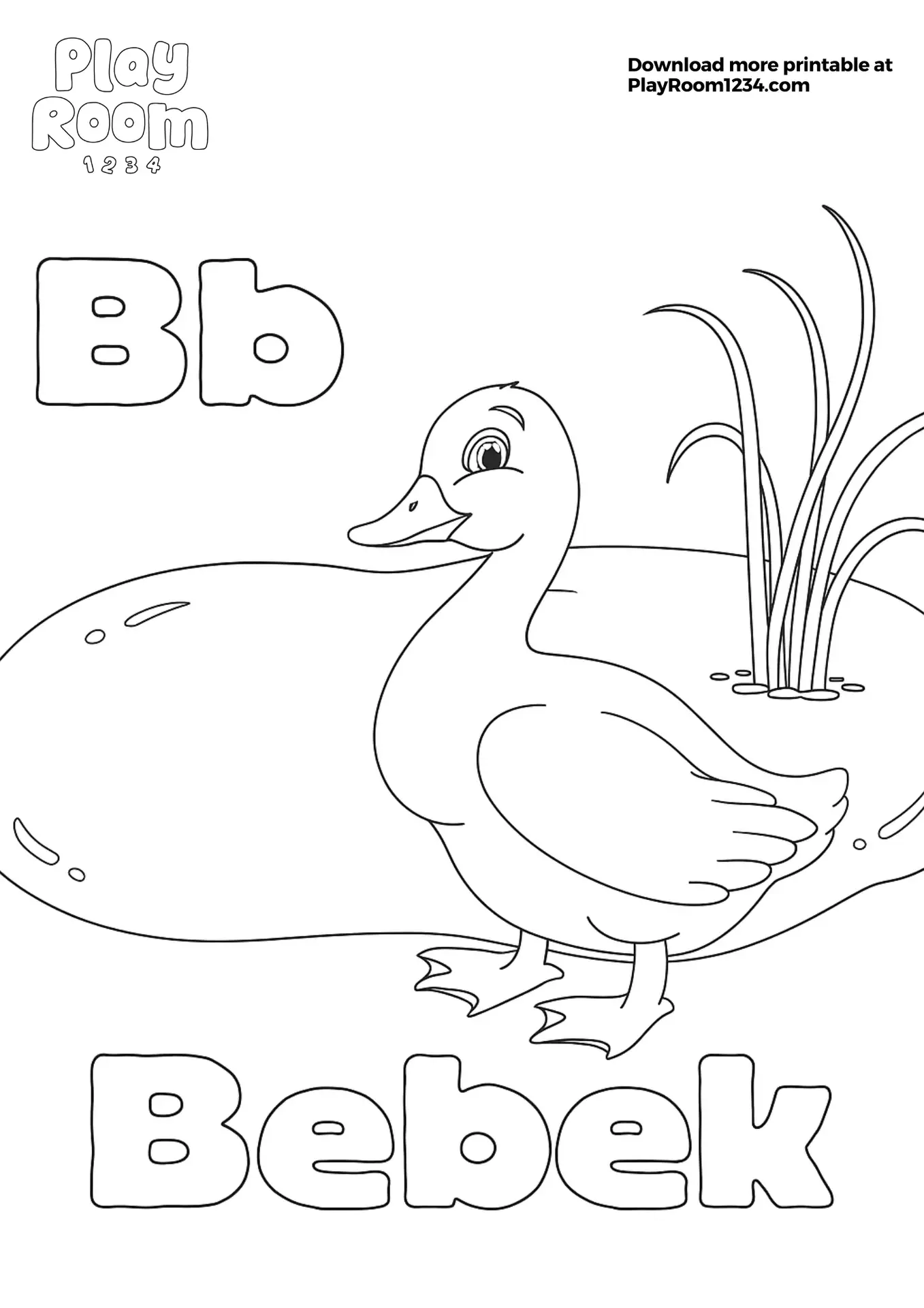 Mewarnai Bebek dan Huruf B