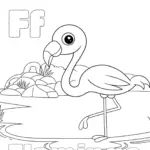 Mewarnai Flamingo dan Huruf F