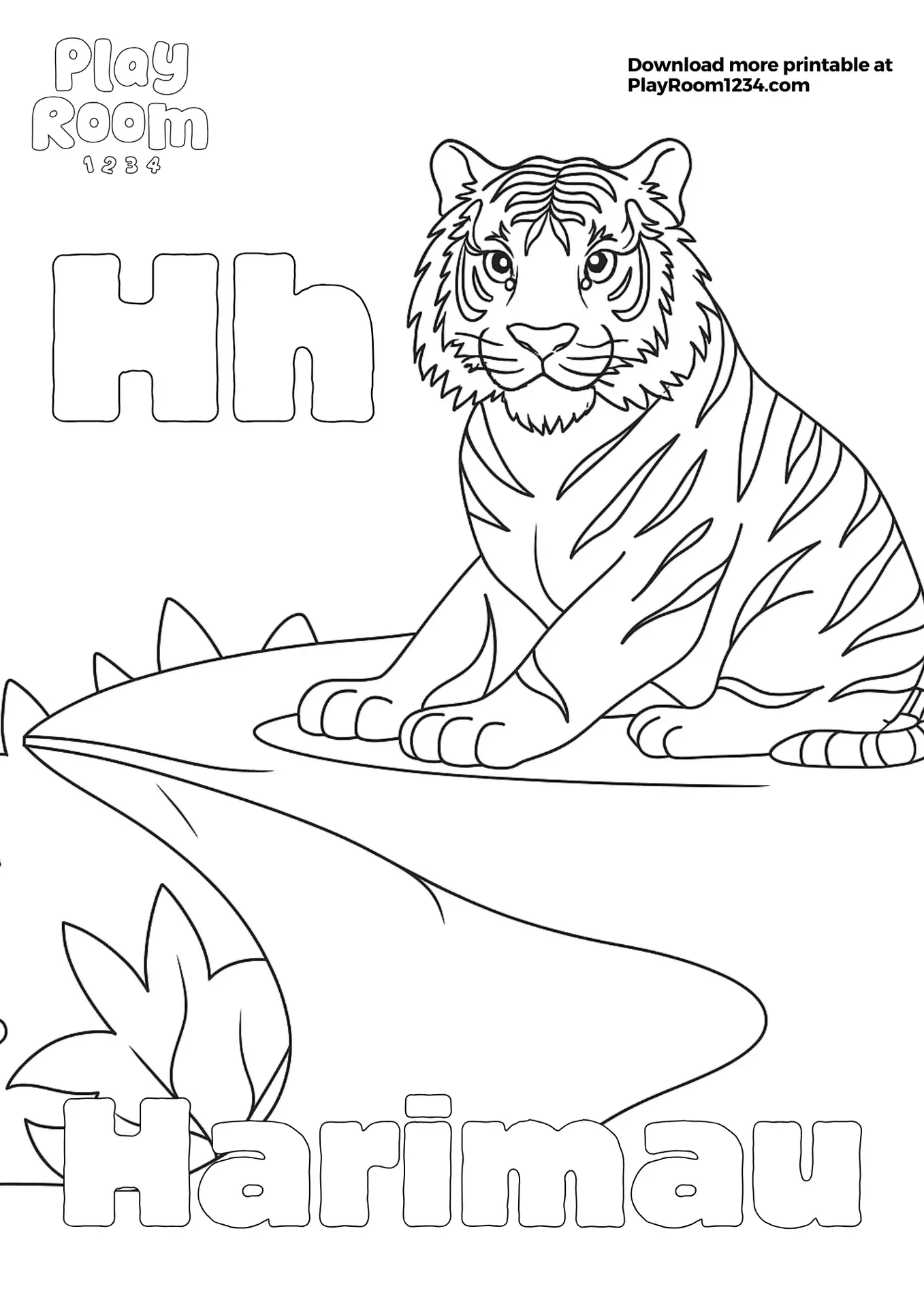 Mewarnai Harimau dan Huruf H
