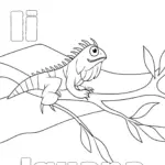 Mewarnai Iguana dan Huruf I